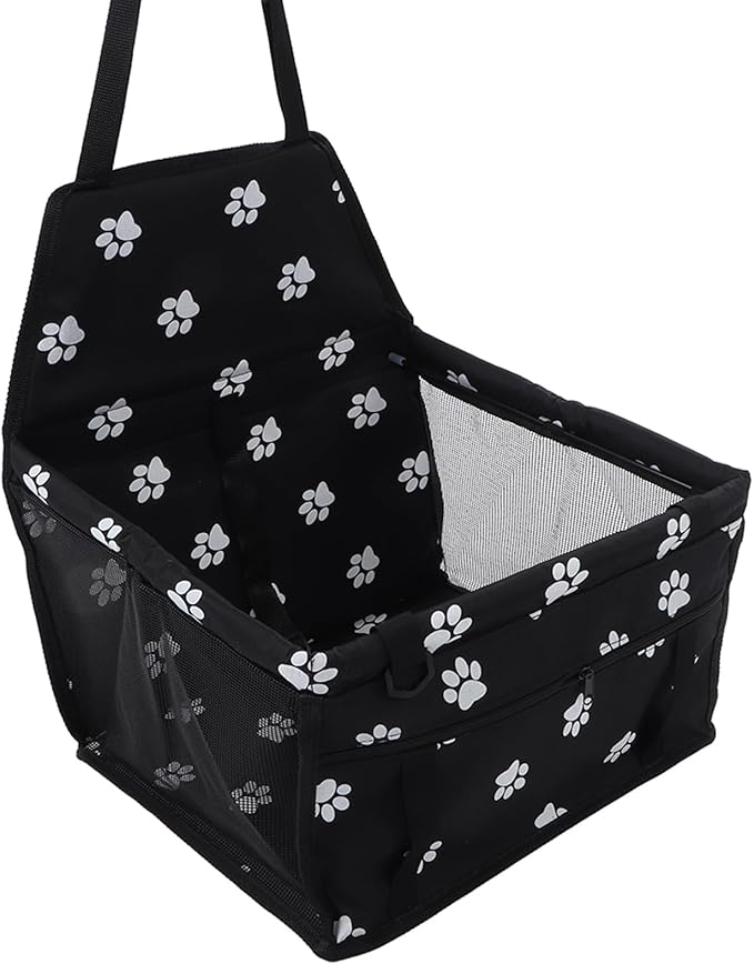 ZJchao Pet Car Seat Breathable Slip Proof Safety Leash Design Dog Car Basket for Puppy Cat (Black)