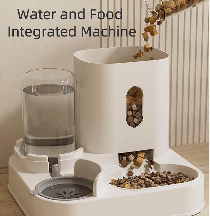 Pet Automatic Gravity Feeder & Water Dispenser 2-in-1 Large Capacity Anti-Clogging Design Suitable for Cats, Dogs, and Rabbits (Blue)