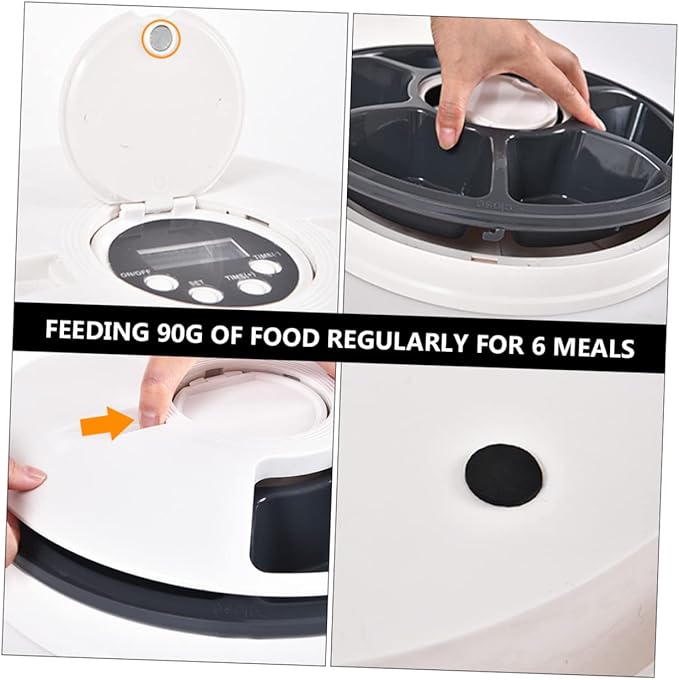 BESPORTBLE Timed Auto PET Feeder 6-Meal Automatic PET Food Bowl for Cats and Dogs Adjustable Portion Control