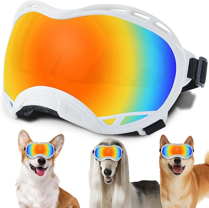 Dog Sunglasses,Doggles Anti-UV Protection,Pet Sunglasses with Adjustable Strap,Suitable for Motorcycle Car Driving Bike Riding Hiking Swimming Wind Dust Fog Dog Eye Protection