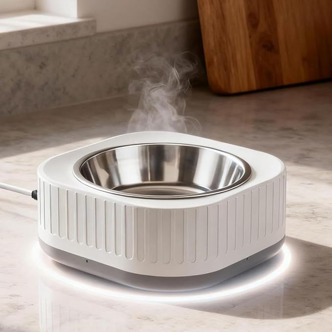 Automatic Winter Outdoor Heated Pet Water Bowl - Stainless Steel Thermostatic Warming Dish for Dogs, Cats & Chickens - Anti-Chew Cord Thermostatic Bowl for Small Animal (1PCS B)