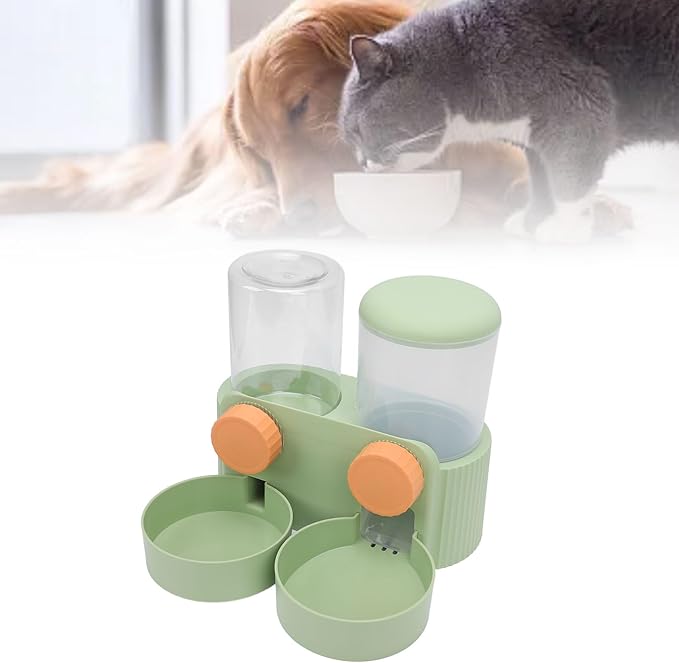 Pet Food Water Dispenser, Large Capacity Smart Dual Bowl Pet Food Water Dispenser Multifunctional Hanging Automatic Self Feeding and Waterer Set for Dogs Cats