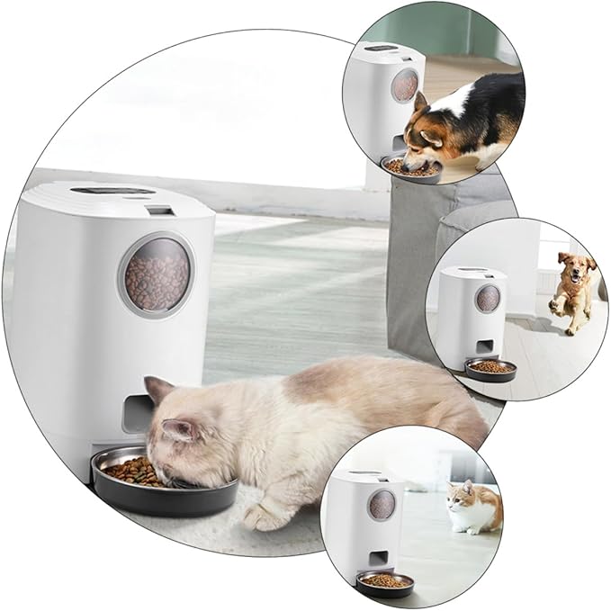Automatic Pet Feeder with Voice Recording for Cats Dogs Rabbits Programmable Auto Food Dispenser Capacity Bite-Resistant Safe Feeding Device for Busy Pet Owners