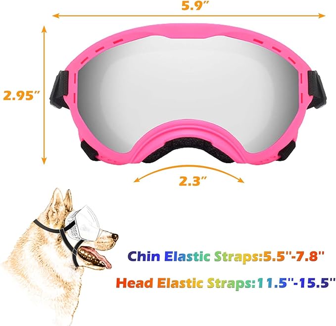 Dog Sunglasses with Adjustable Strap, UV Protection, Winproof Puppy Sunglasses, Suitable for Dogs Eyes Protection,Soft Dogs Goggles