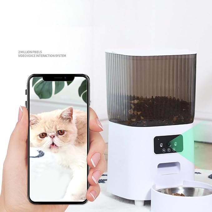 5L Timed Automatic Dog Cat Feeder for 2 Animal, 5G WiFi Cat Food Dispenser with APP Remote Feeding, 1-10 Meals/Day, 10s Meal Call, Dual Power Dual Trays Pet Feeder for Cat, Dog Small Animals (B)
