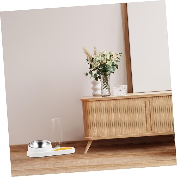 Automatic Pet Feeder and Water Bowl Detachable Dog Food Container White Cat Feeding Dish for Puppies and Small Dogs