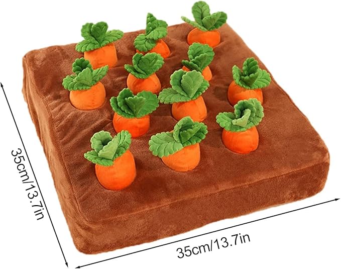 Carrot Dog Toy, Snuffle Mat for Dogs Toy Carrot, Interactive Carrot Dog Puzzle, 2 in 1 Non-Slip Nosework Feed Games, Dog Carrot Toy Pet Stress Relief with 12 Carrots(1)