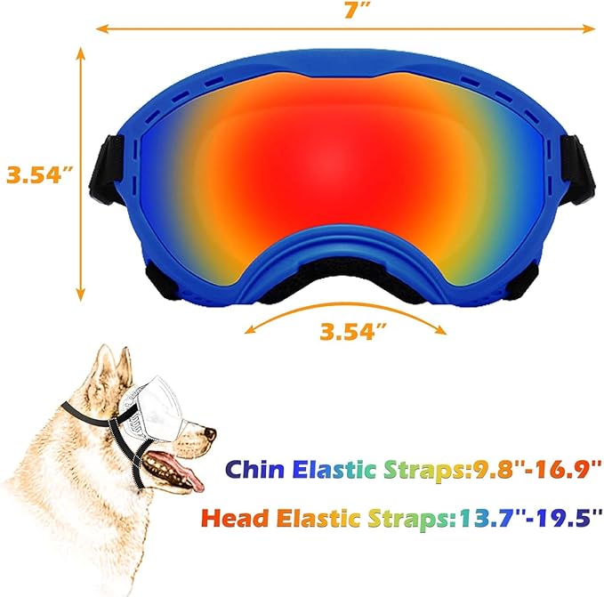 Dog Sunglasses with Adjustable Strap, UV Protection, Winproof Puppy Sunglasses, Suitable for Dogs Eyes Protection,Soft Dogs Goggles