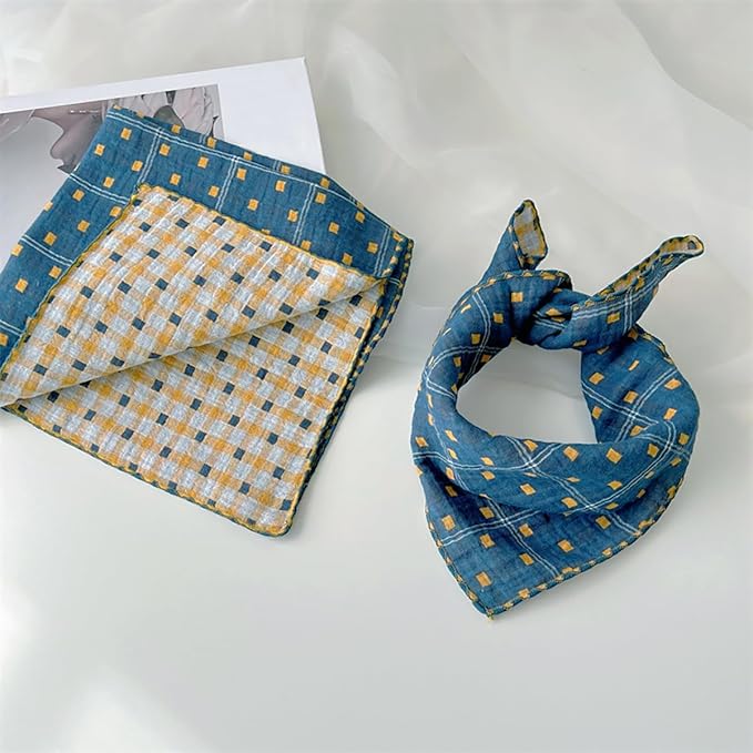 Double Layers Two Tones Dog Cotton Square Bandana Bibs Scarf Kerchief for Small Medium Dogs Boy or Girl - DCB01 B&Y