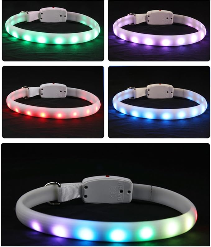 LED Dog Collar Adjustable USB Rechargeable Safety Glow in The Dark Large Dogs Collar