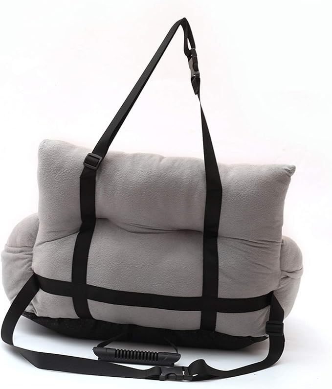 Dog Car Seat Puppy Booster Seat Travel Safety Carrier Bed with Storage Pocket Clip-On Safety Leash Non-Slip Base for Puppy, Small Pet with Removable Cushion, Easy to Clean