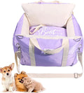 Cat Dog Pet Car Mat, Car Seat for Small Dogs, Detachable Washable Dog Booster Seat, Pet Car Seat Travel Bed, with Storage Pockets and Dog Safety Belt for Small Medium Dog Purple