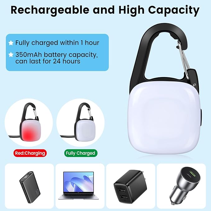 Dog Collar Light, 2 Pack Rechargeable Dog Light Clip On, 80LM Brightness 4 Color Modes Dogs Lights for Night Walking, Waterproof Pet Camping Essentials for Running, Cycling, Hiking (Black)