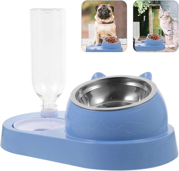Pet Food Bowl Automatic Water Dispenser Dual Dog and Cat Feeder Non- Base for Animals Simple and Elegant Design