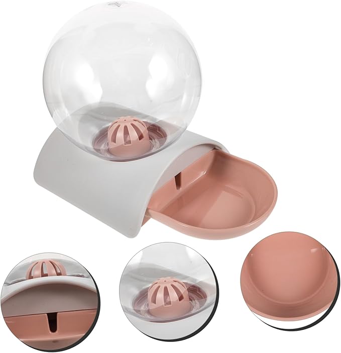 1PC Large Capacity Pet Automatic Water Dispenser Durable Transparent Bubble Water Bowl for Dogs Cats Lightweight Design Easy to Clean for Home Outdoor Use Pink