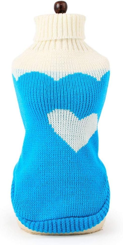 CHBORCHICEN Pet Dog Sweaters Classic Knitwear Turtleneck Winter Warm Puppy Clothing Cute Strawberry and Heart Doggie Sweater (Sky Blue, Small)