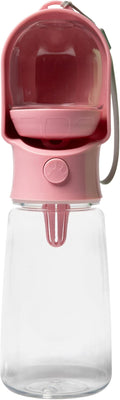 Leak Proof Portable Dog Water Bottle with Bowl – Travel Pet Water Dispenser for Walking & Hiking – Food Grade Plastic – Choose from 3 Colors (Pink, 500 ml)