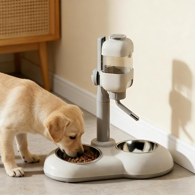 Standing Water Dispenser for Pets, Automatic Food and Water Dispenser for Cats, and Kittens, Brown