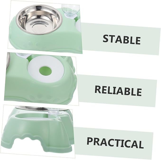 Happyyami 1set Automatic Pet Feeder Dual Food and Water Bowls Convenient Feeding for Busy Pet Owners Base Smooth Design for Cats and Dogs