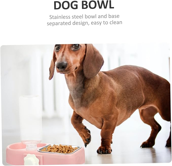 POPETPOP 1 Set Hanging Automatic Pet Feeder Water Dispenser Dual Bowl for Cats Dogs Non Slip Design Convenient for Home Pet Stores Water Present Box