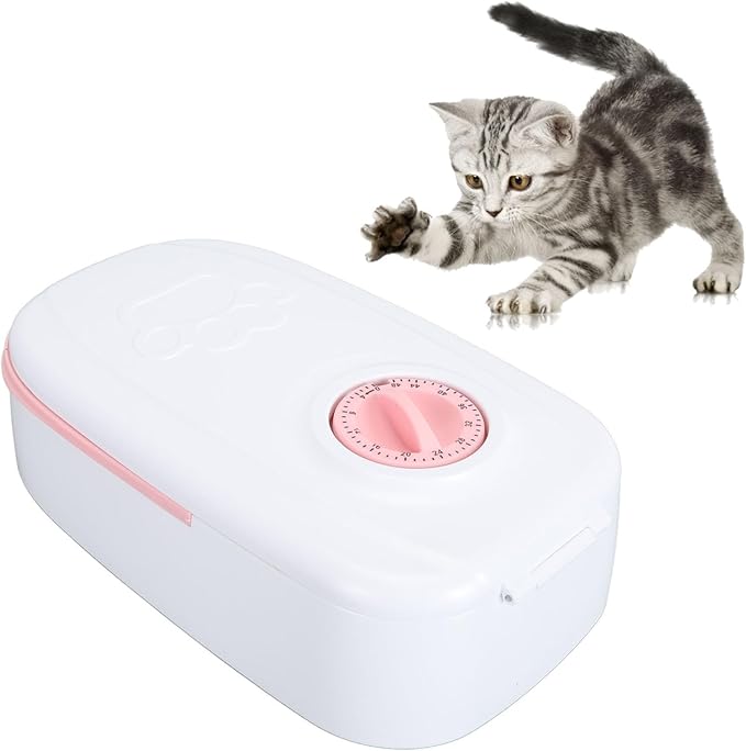 Automatic Pet Feeder, Multifunction Detachable Intelligent Single Meal Timed Cat Food Dispenser Wet Dry Food Dispenser with Rotating Buckle and Space for Ice Bags for Cats and, Pink