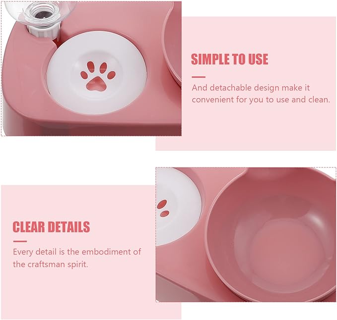 POPETPOP 1set Automatic Pet Water Dispenser and Food Serving Bowl for Dogs and Cats -Spill Design Use