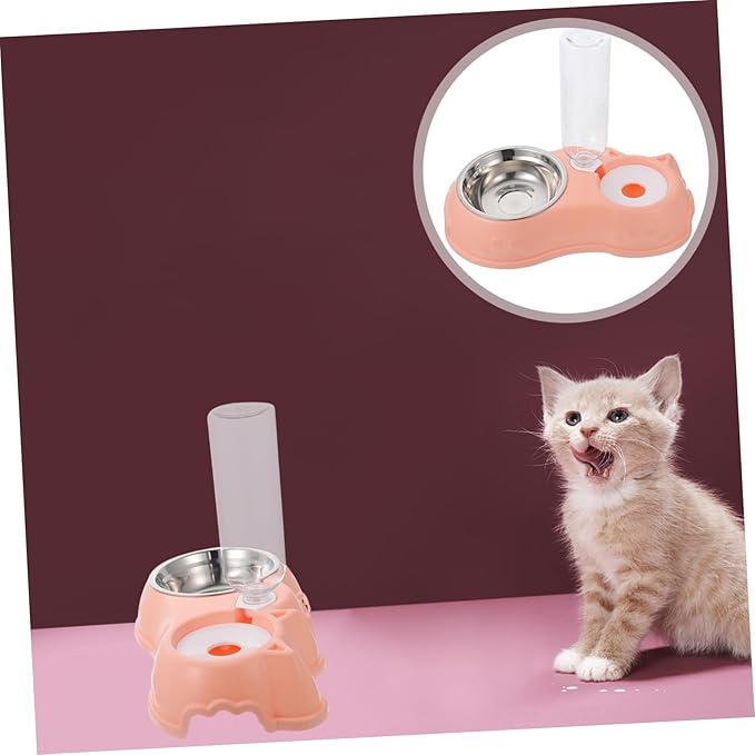 1set Automatic Pet Feeder and Water Dispenser for Dogs and Cats Dual Bowl Design Non- Base Convenient and Easy to Pet Feeding