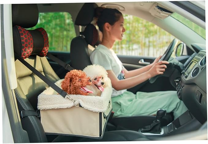 Angoily Elevated Dog Kennel Car Seat Cover Dog Bed Bag Oxford Cloth Adjustable Straps Safe Travel Washable for Cats