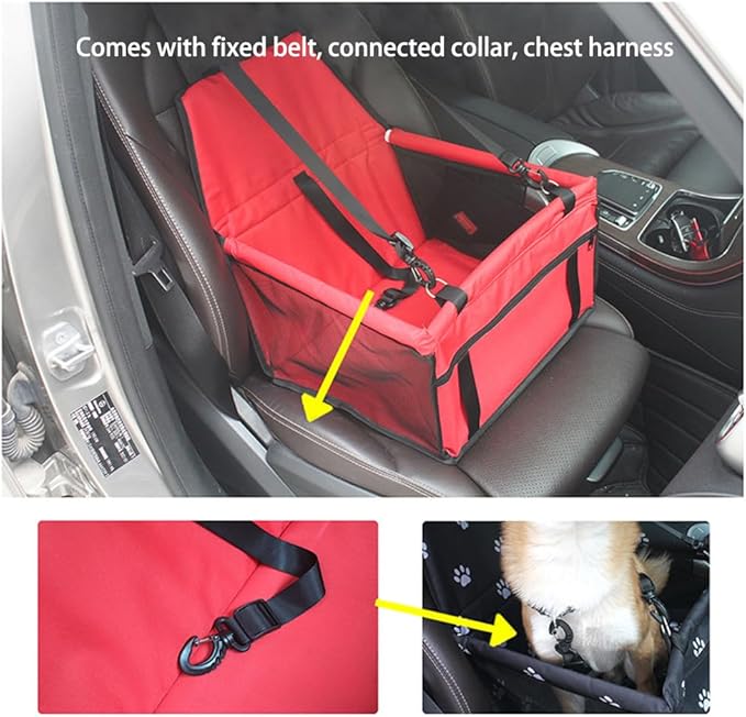 Pet Car Seat for Hyundai Kona II I SX2 OB 2.Gen/1.Gen 2018-2021 2022 2023 2024 2025 2026 Dog Car Seat with Leash Portable Dog Bed for Car Washable Foldable Car Pet Bag,Grey Footprint