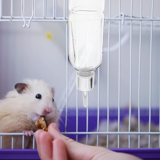 2pcs Automatic Drinking Fountain Guinea Pig Water Automatic Water Dispenser for Dogs Automatic Pet Plastic Water Bottles Hanging Bottle for Pet Stainless Steel Small White Feeder