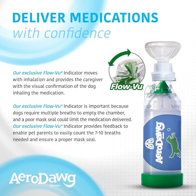 The Original Canine Aerosol Chamber Inhaler Spacer for Small Dogs and Puppies with Exclusive Flow-VU* Indicator