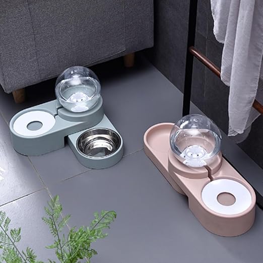 Aboiled 1.8L Automatic Feeder Water Dispenser Set Cats Dogs - Eco-Friendly Plastic Stainless Steel Bowl