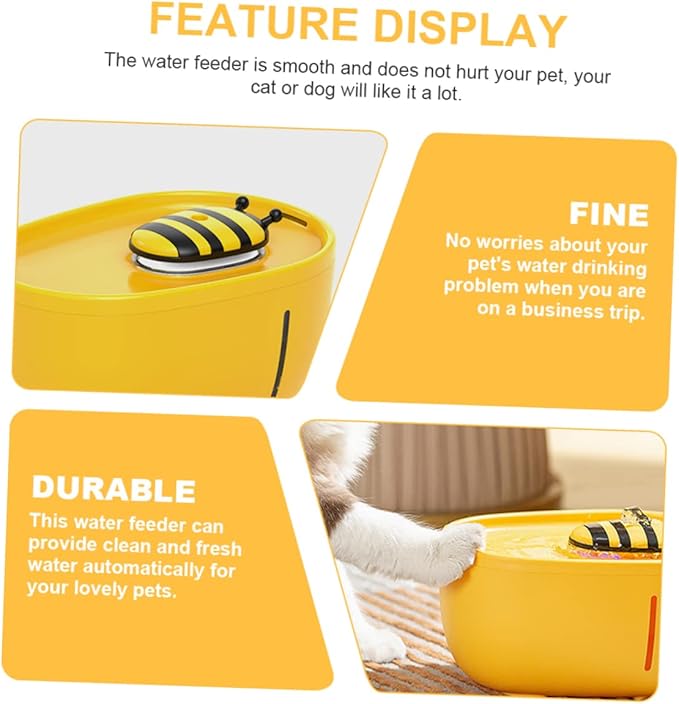 SUPVOX Automatic Pet Water Dispenser Capacity Portable and Lightweight Design for Cats and Dogs Honey Bee Water Feeder for Continuous Hydration
