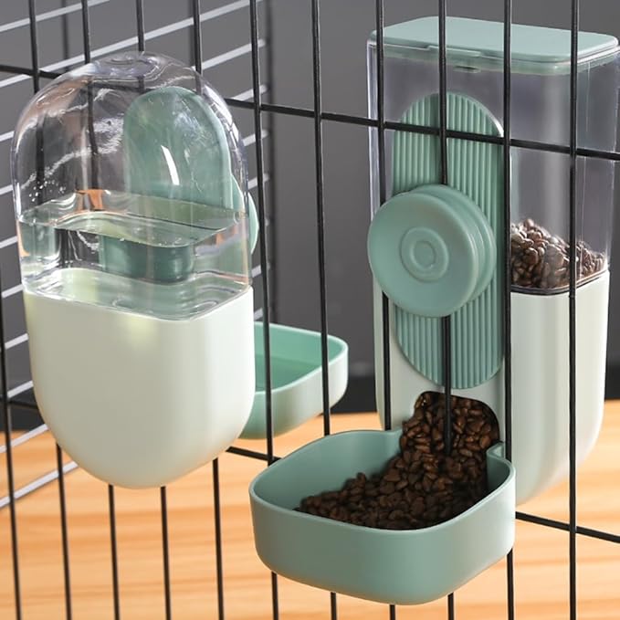 Automatic Waterer 29oz Food Feeder 27oz Water Dispenser Auto Feeders Feeding for Small & Large Cats Dogs
