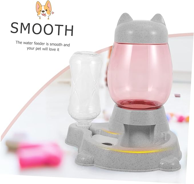 Automatic Pet Feeder Water Dispenser for Cats and Dogs Durable -Skid Design Easy to Clean Feeding Bowl for Kittens and Puppies Grey