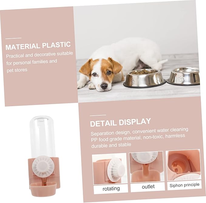 Sosoport Hanging Dog Water Dispenser Automatic Cat Water Bottle Suction Cups Puppy Feeding Waterer for Cages for Travel and Home Use
