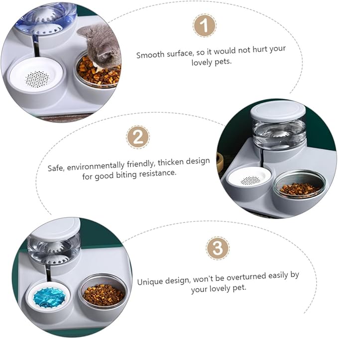 1pc Automatic Pet Feeder Water Bowl for Dogs and Cats Capacity Easy to Automatic Water Refill Convenient Design for Pet Drinking and Eating Grey Color