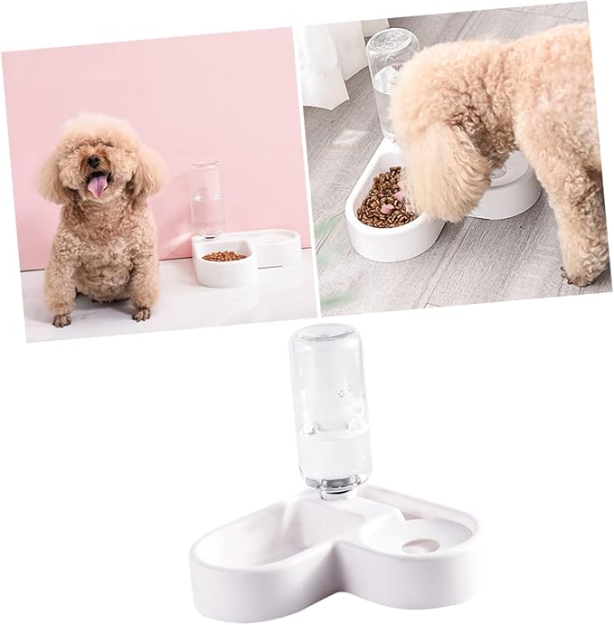 3pcs Automatic Pet Water Feeder and Food Bowl for Dogs and Cats White No- Design Smooth Safe Materials for Home Decor
