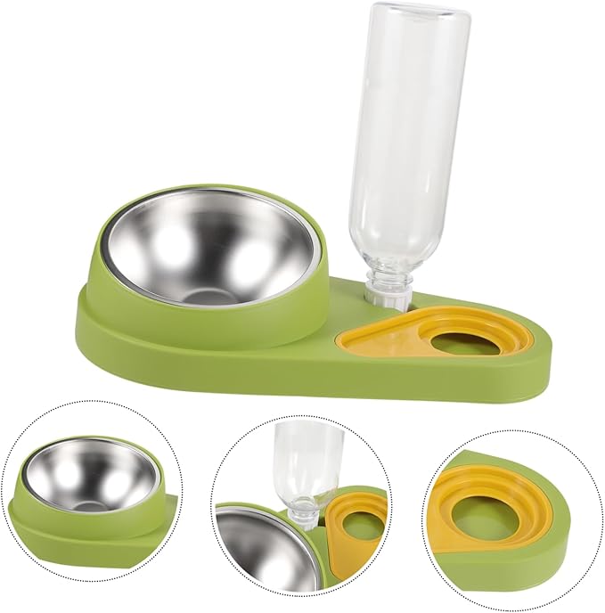 Happyyami Pet Automatic Feeder and Water Dispenser Non-Skid Design Pet Food Bowl with Capacity for Cats and Dogs -Refill System Material