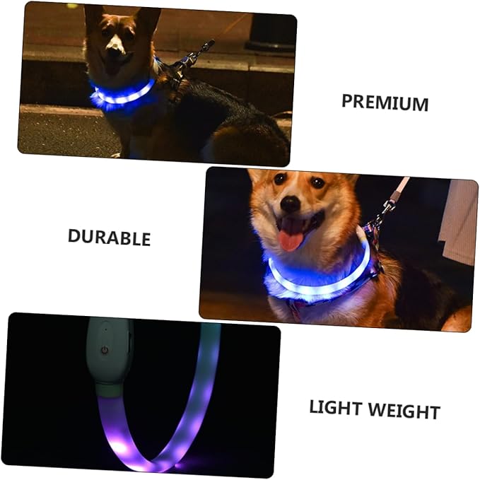 USB Rechargeable Glowing LED Pet Collar Night Safety Light Up Dog Collar Durable Wear Resistant Material Comfortable and Lightweight for Pets