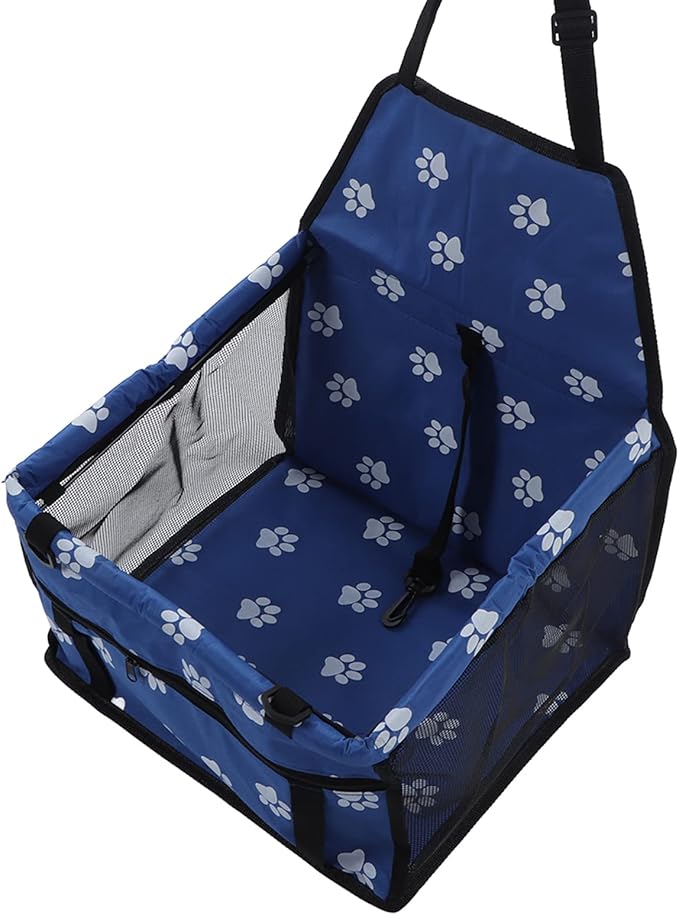 ZJchao Pet Car Seat Breathable Slip Proof Safety Leash Design Dog Car Basket for Puppy Cat (Blue)
