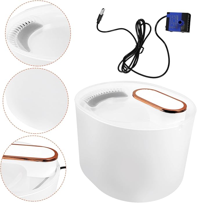 3l Auto Electric Pet Water Fountain Dog Cat Drinking Dispenser Filter Self-Filling Low Water Level Protection Pp Material Mineral White