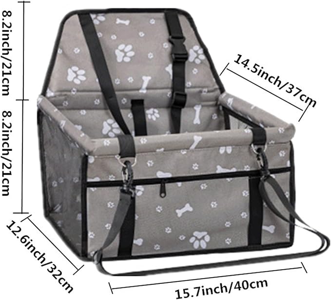 ASkinds Dog Car Seat Puppy Portable Pet Booster Car Seat with PVC Support Pipe, Anti-Collapse Elevated Car Seat for Small to Medium Dogs Cats Pets(Gray)