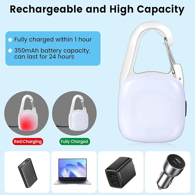 Dog Collar Light, 2 Pack Rechargeable Dog Light Clip On, 80LM Brightness 4 Color Modes Dogs Lights for Night Walking, Waterproof Pet Camping Essentials for Running, Cycling, Hiking (White)