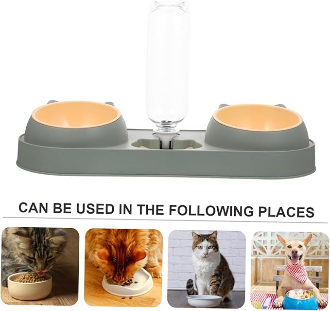 POPETPOP Material Dog Automatic Feeder No Spill Water Bowl Pet Food Dispenser Cat Eating Bowl Random Style