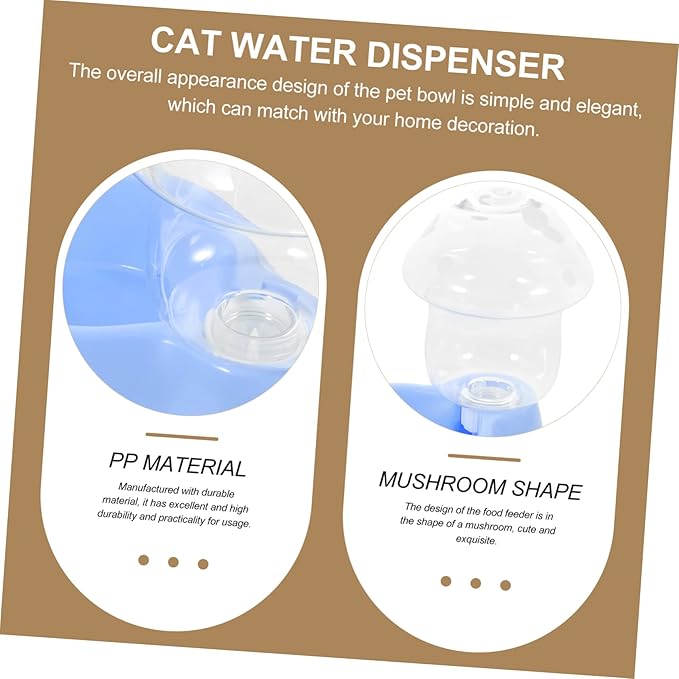 Automatic Cat and Dog Water Dispenser Gravity Feeder Durable Mushroom-Shaped Water Bowl for Pets Easy to Clean Safe Material for Home Use