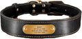 Real Leather Dog Collar Leash Set Personalized Genuine Leather Dog Pet Collars Leashes Custom for Small Medium Large Dog Pitbull Black Collar S
