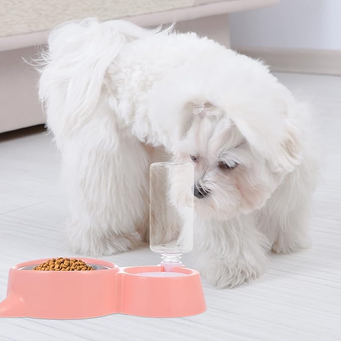 1pc Automatic Pet Feeding Bowl Cat Ear Design Dual Use Food and Water Dispenser for Cats and Dogs Easy to Compact and Lightweight