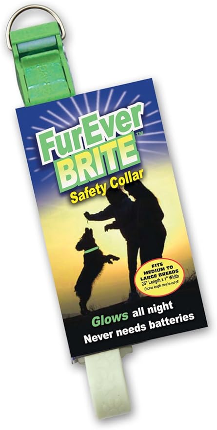 Davis Manufactruing FurEver Brite Glow in The Dark Pet Safety Collar, Medium to Large, Green, FB.SC-M