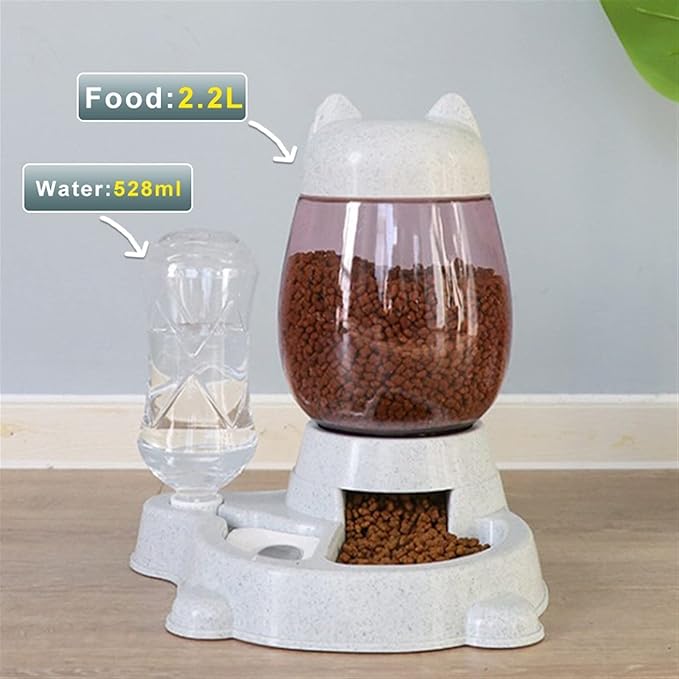 Massage cushion 2.2L Pet Water Dispenser Cat Automatic Feeder Plastic Dog Water Bottle Food Water Pet Feeding Bowl Drinking Feeder Device (Color : Grey1) (Grey)
